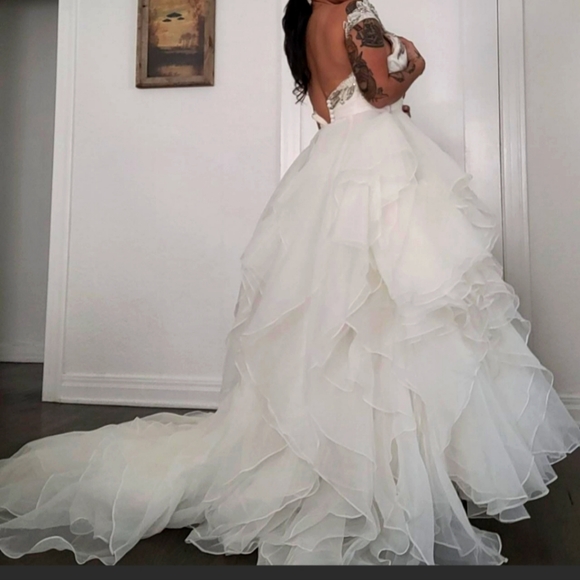 Moonlight beaded aline tulle with ruffles bridal wedding dress - Picture 7 of 8